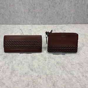 COACH Bleecker Grommets Set: Snap Wallet Clutch & Universal Wristlet - Brick Red